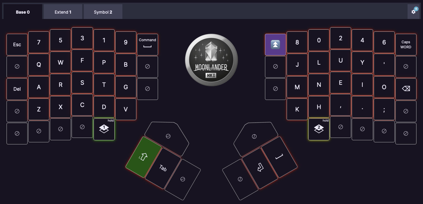 Screenshot of a keyboard layout with letters and numbers