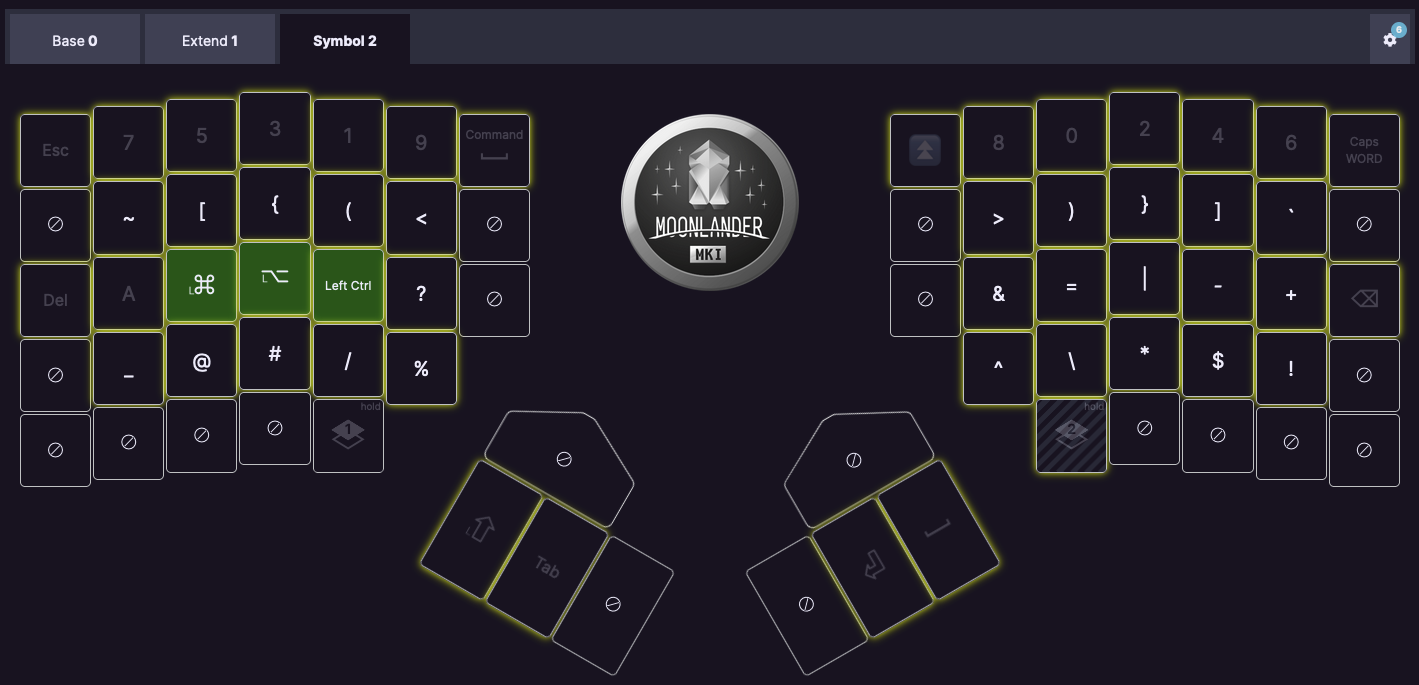 Screenshot of a keyboard layout with symbols